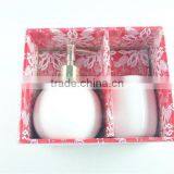 White Ceramic Bathroom Accessories Set 2 / Lotion Dispenser & Tumbler With Color Gift Box thumbnail-2
