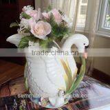 Ceramic Flower Vase Decoration White Swan Vase