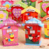 Kids Cartoon House Wooden Saving Box&money Box thumbnail-2