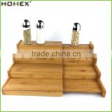 Expandable Bamboo Spice Rack Step Shelf Organizer Homex-BSCI