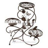 Handicraft Garden Decor Plant Pot Display Retro 3-tier Classic Flower Stand With Modern "S" Design Iron Plant Pot Trays thumbnail-3
