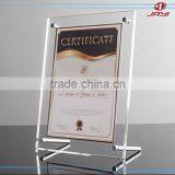 Custom Transparent Frameless Certificate a4 Acrylic Display