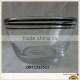 Glass Bowl With Black Edge,clear Bowl thumbnail-1