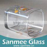 218ml Square Glass Water Cup With Printing Design And Good Quality thumbnail-3