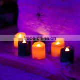Set of 6 Black Orange Halloween Battery LED Tea Light Candles