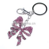 fashionable cheap pink rhinestone bow tie keychains in bulk KY07-0036