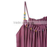 Latest Childern Lilac Gathered Neckline Colorful Beads Kids Beautiful Model Frock Neck Design Dresses HSd5107 thumbnail-3