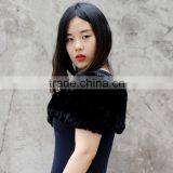 CX-S-07B Fashion Stock Knitted Rex Rabbit Fur Women Scarf Fur Shawl thumbnail-2