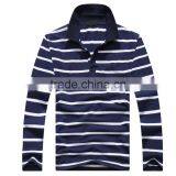 2016 Hot Sale Custom 100% Cotton Long Sleeve Mens Stripe Polo Shirts With Pocket thumbnail-5