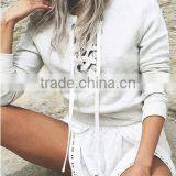 Women's Cotton Caftans Drawstring Hoodie Hooded Neck Fit Crop Top thumbnail-3