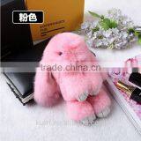 Cute Mini Genuine Rabbit Fur Pom Pom Key Chain Women Trinket Rabbit Toy Doll Bag Car Key Ring Monster Jewelry Gift thumbnail-5