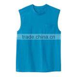 Latest Design Man Sleeveless Custom Fashion Bulk Blank Collar Pocket Men T-shirt thumbnail-2