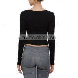 Blank Long Sleeve Tshirts Lady Crop Top Style t Shirt for Women thumbnail-6