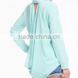 OEM Ladies Chiffon Long Sleeve Blouse Latest Fashion Design thumbnail-4