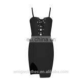 Amigo 2017 New Designer Strap Dew Chest Sexy XXX Bandage Dress Fashion Slit Mini Evening Dresses for Ladis Party Wear thumbnail-3