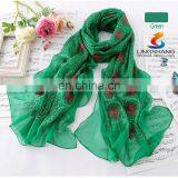 Lingshang New Arrival Silk Scarf Autumn and Winter Women's Scarf Solid Color Embroidery Design Chemical Fiber Long Scarf thumbnail-6