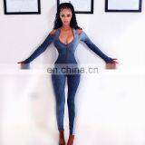 Wholesales 2020 Women Fashion Halter Long Jumpsuit Ladies Sportswear Playsuit With Zippers thumbnail-3