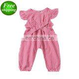 2019 New Summer Baby Girls Plaid Cotton Romper Wholesale Baby Clothing Free Ship thumbnail-1