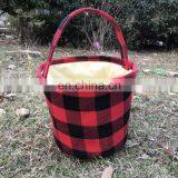 Easter Bucket Personalized Kids Plaid Easter Basket Buffalo Plaid Handmade Reversible Fabric Storage Basket thumbnail-3