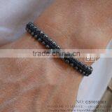 Handmade Black String Woven Alloy Beads Bracelet for Men thumbnail-3