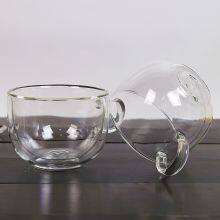 Logo Customized Double Walled Glass Bowl With Handle Doule Layer Glass Bowl For Salad Oatmeal Bowl thumbnail-3