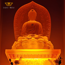 Customization Size Color Yellow Gold Plating Engrave Handmade Carving Temple Indoor Big Buddha thumbnail-3