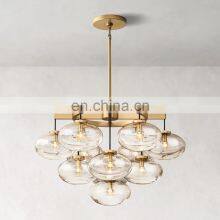 CABRETTE Amber Glass Round Farmhouse Chandelier Dining Room Modern Glass Drop Light Fixture Bedroom Closet Living Room thumbnail-4