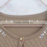 Lady Plaid Knitting Wear Beaded Long Sleeve Sweater Cardigan thumbnail-2