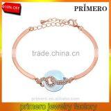 Vintage Rhinestone Cuff Crystal Bracelets 18K Rose Gold Plated Natural Crystal Bangle thumbnail-1