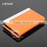 Orange Color Leather Stainless Steel Metal Leather Business Card Holder thumbnail-2