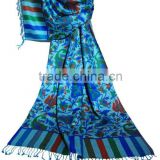 Blue Silk Viscose Light weight scarves