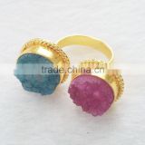 Big two color Druzy stone finger ring designs gemstone