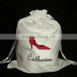 Printed Satin Drawstring Shoe Bag