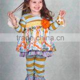 Wholesale Childrens Cotton Orange Chevron Thanksgiving Baby Girls Boutique Clothing thumbnail-2