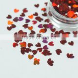 3mm Laser Red Color Heart Sharp Glitters