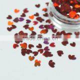 3mm Laser Red Color Heart Sharp Glitters