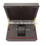 Custom Elegance Single Luxury Wooden Watch Box Black Color Matte Finish Lacquer pu Leather Inside Wrapping