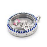 Best Seller Bule Crystal Stones Stainless Steel Floating Memory Magnetic Picture Locket Pendant Jewelry thumbnail-1