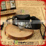 Hot Sale Charming Design Black Leather Bracelet Metal Angel Charm thumbnail-1