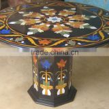 Marble Stone Inlaid Round Shape Coffee Table Top