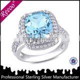 Fashion Women White Gold Blue Sapphire Bridal Jewelry Sets thumbnail-4