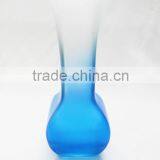 Blue Frosted Glass Martini Glass Vase for Centerpiece thumbnail-1