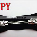 Decorative Two Way Slider Metal Zipper For Garments