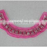 2016 New Design Handmade Red Net Fabric Beaded Collar, Crystal Tube Round Beads Collar thumbnail-5