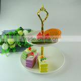 New Item Stock Porcelain Cake Stand With Handle , Two Tiers Porcelain Cake Stand for Weeding/party/daily Use thumbnail-1