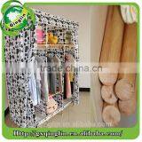 Solid Wood Simple Folding Oxford Fabric Wooden Clothes Wardrobe thumbnail-4