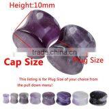 2017 Hot Amethyst Flare Plug With O Ring Natural Stone Ear Plug thumbnail-2