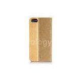 Fashion Wood and Leather Flip Phone Case Iphone 5 / 5S Wallet Folio Covers Waterproof