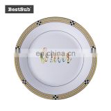 Sublimation blanks christmas gifts 8" Rim Plate w/ Golden Pattern P8H-10