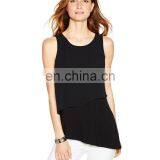 Women Sleeveless Black Slim Layer Front Tank Top Blouse thumbnail-1